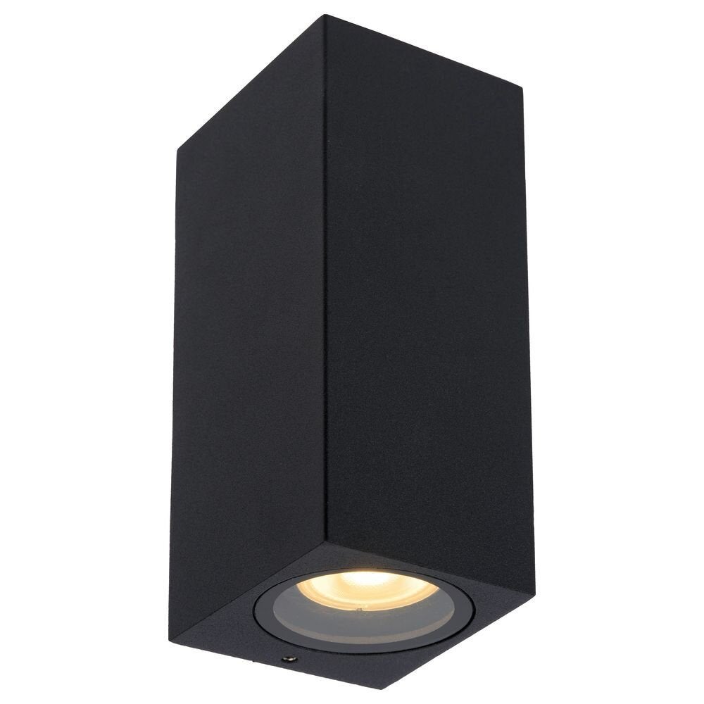 Zaro wandlamp in zwart, GU10, 2-lichts, IP44, vierkant