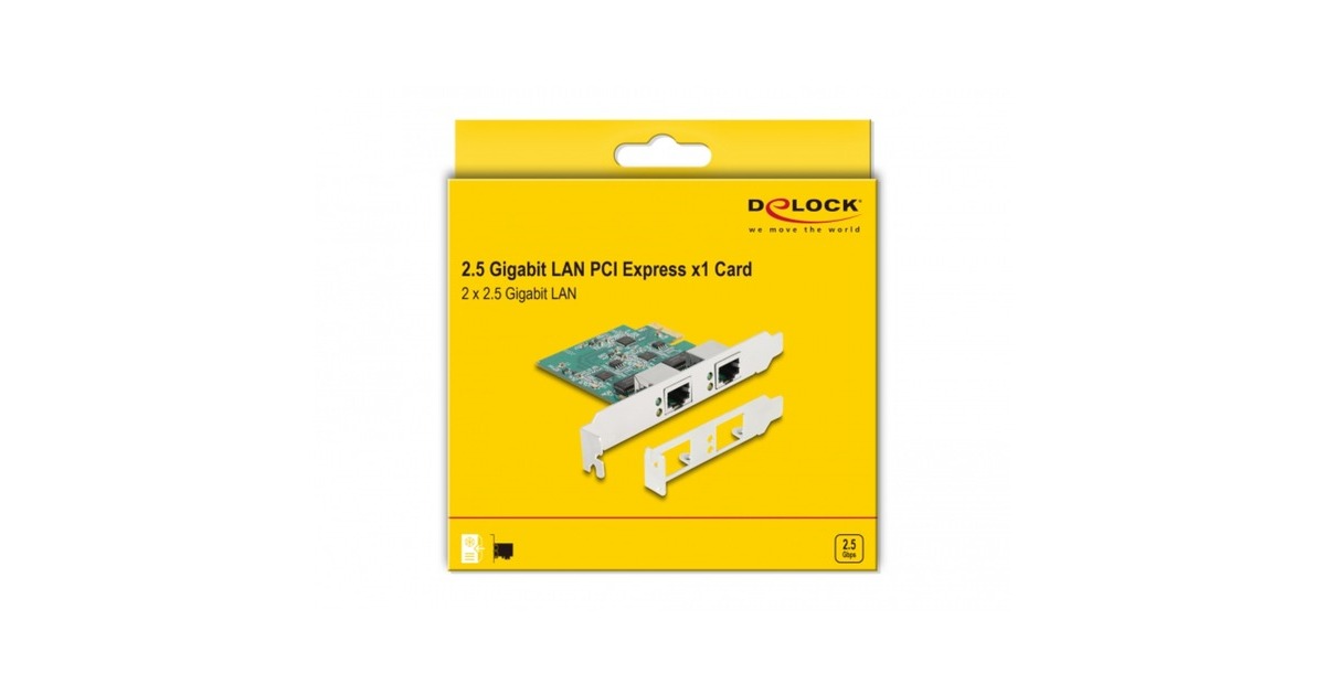 DeLOCKPCI Express x1 Card to 2 x RJ45 2.5 Gigabit LAN RTL8125 netwerkadapter