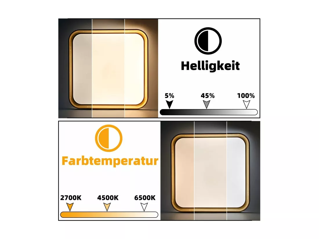NETTLIFE Plafonnier LED Moderne Carré 32W Noir Or Dimmable avec Télécommande Lampe de Couloir 30cm pour Salon Chambre Cuisine