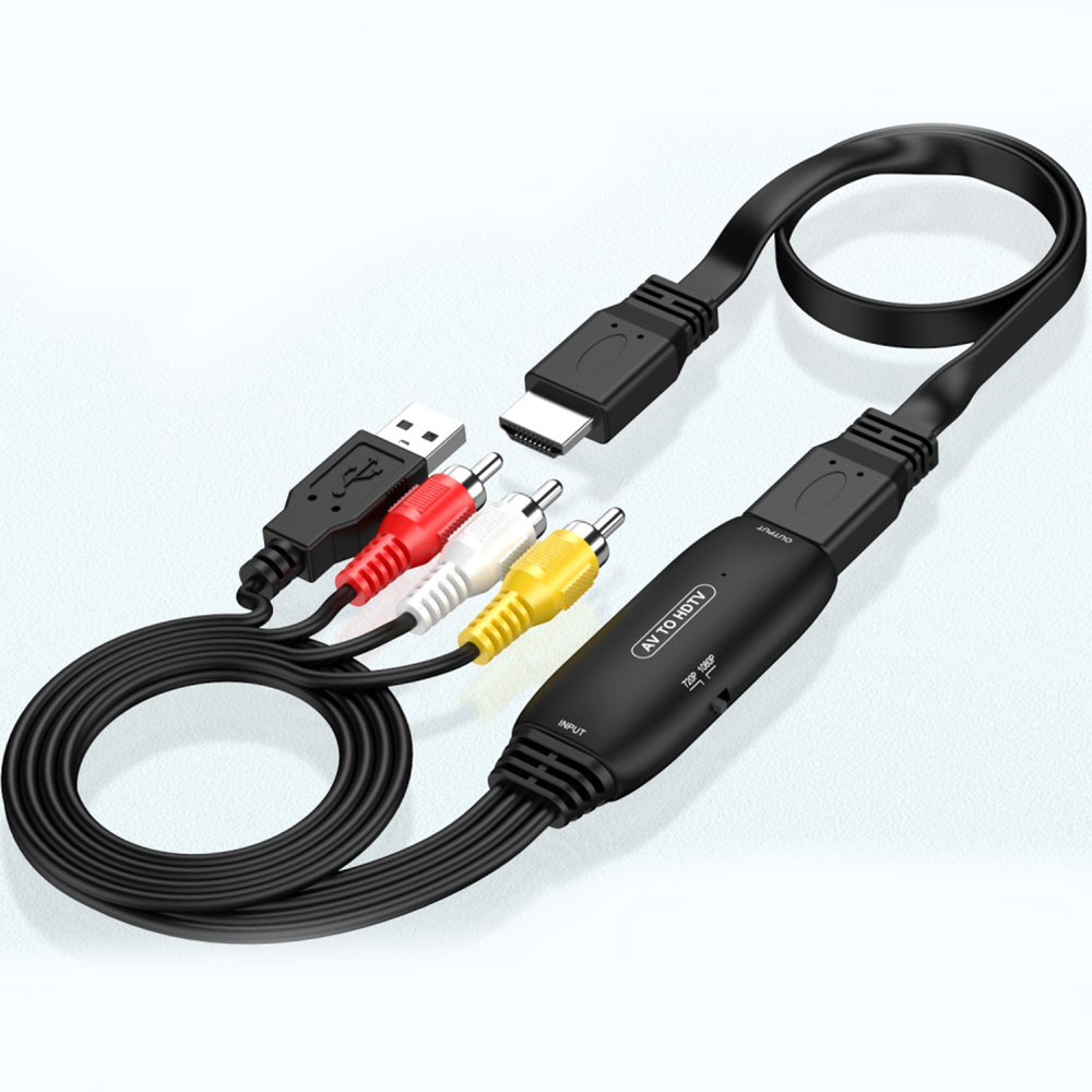 (50cm) HDMI HDTV auf Cinch AV Audio Video Kabel 3-RCA Konverter mit USB Stromkabel