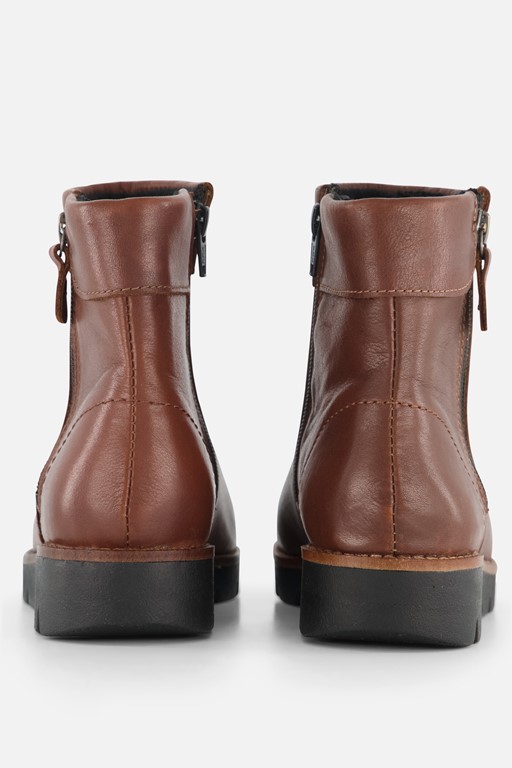 Feyn Zoe Enkellaarsjes cognac Leer