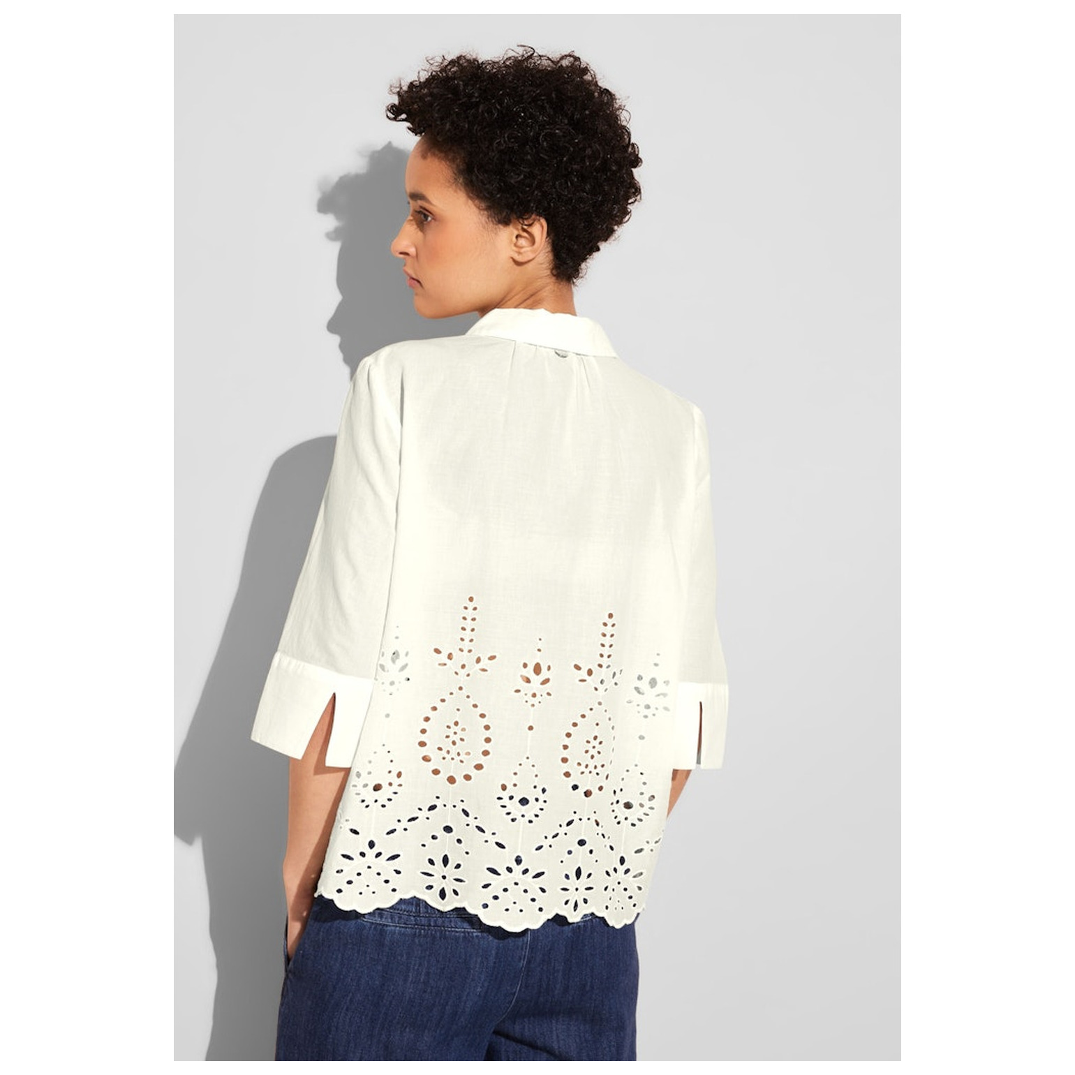 Street One Feminin crochet shirtcollar bl