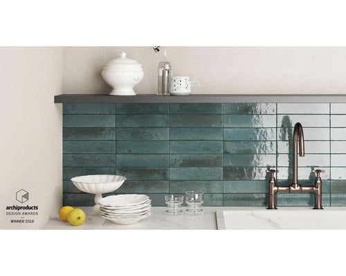 Wandtegel Marazzi Lume Blauw 6 x 24 cm