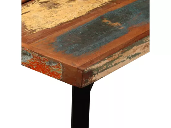 Ensemble de bar 7 pcs Bois massif recyclé et cuir véritable