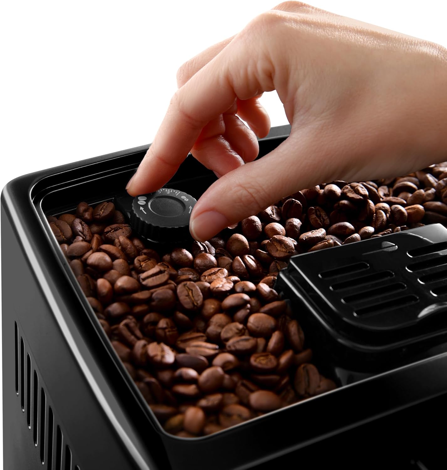 De'Longhi Dinamica ECAM 350.15.B Kaffeevollautomat mit Milchaufschäumdüse für Cappuccino, mit Espresso und Kaffee Direktwahltasten und Digitaldisplay mit Klartext, 2-Tassen-Funktion, Schwarz
