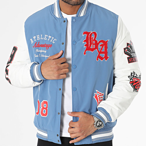 Veste Teddy Bleu Clair Blanc