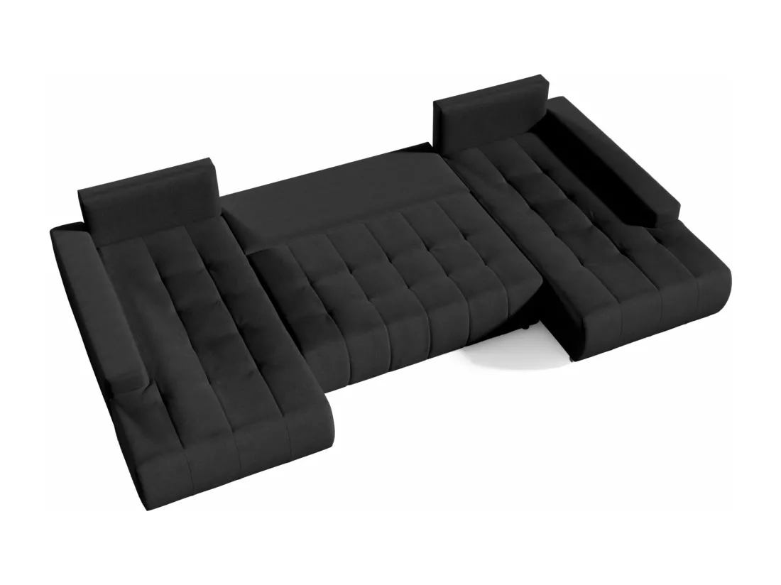 CANAPÉ PANORAMIQUE en tissu polyester Bonari U 8 places Noir