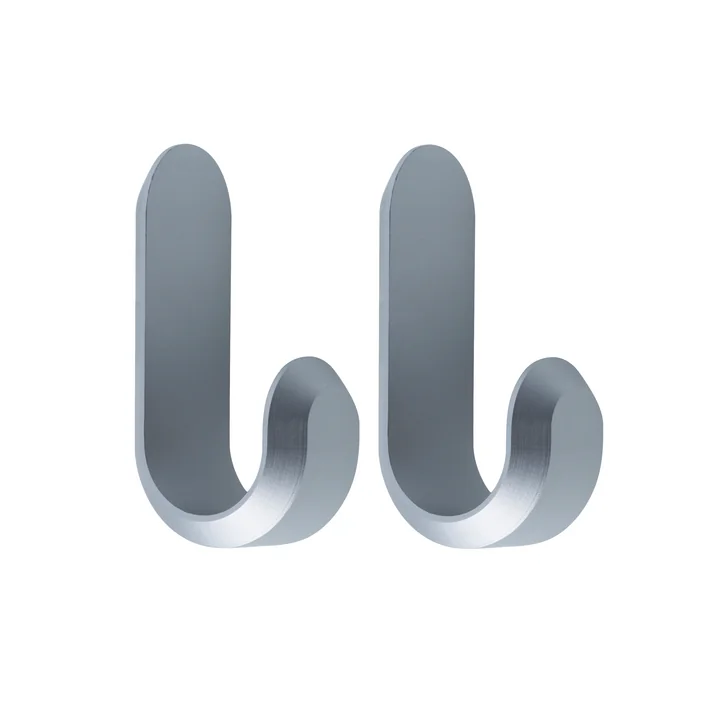 Normann Copenhagen - Curve Wandhaken Mini, matt silber (2er-Set)