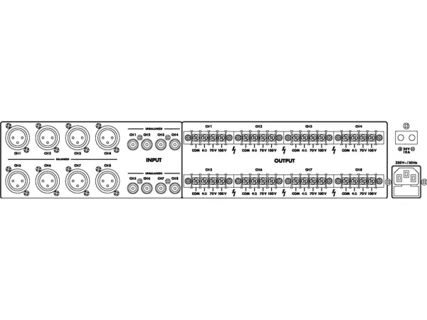 PA-1850D 8-channel class D PA amplifier