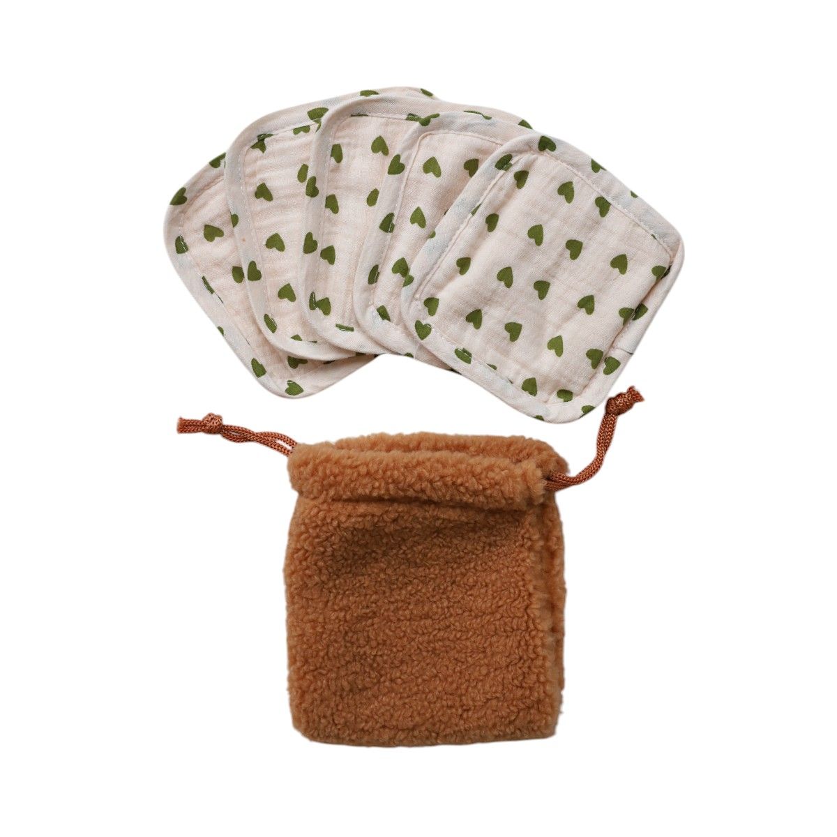 Lot de 5 lingettes lavables pochon fausse fourrure - Bébé Highland Petit toi