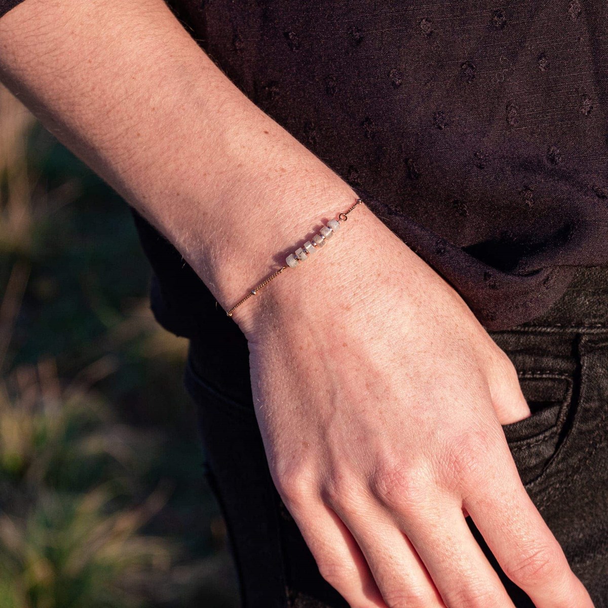 Collier, bracelet et boucles d'oreilles Piana en pierres Labradorite