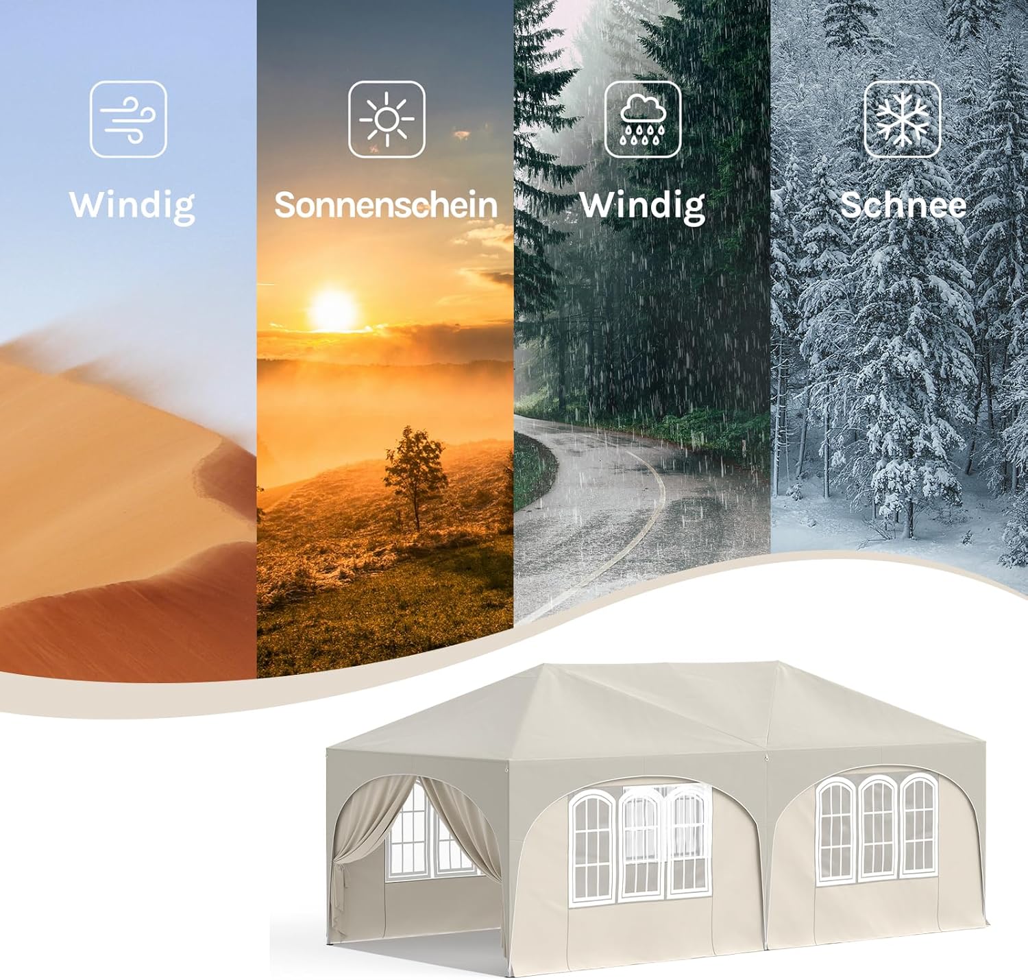 WOLTU Pavillon, Faltpavillon 3x6 m, mit 6 Seitenwänden, Partyzelt wasserabweisend UV-Schutz 50+, höhenverstellbarer Gartenpavillon, mit Tragetasche, für Outdoor Garten Camping Beige