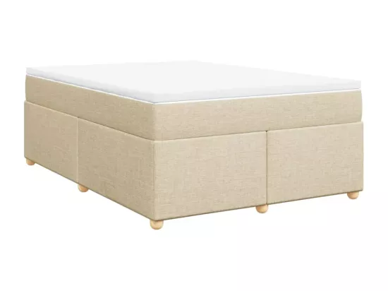 Sommier à lattes de lit avec matelas Crème 160x200 cm Tissu