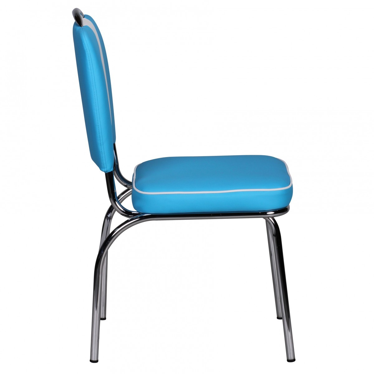 Polsterstuhl - blau-weiß - Kunstleder