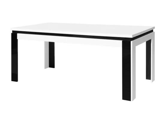 Table salle à manger LINA 160cm . Coloris blanc et noir. Table 4 personnes. Design moderne.