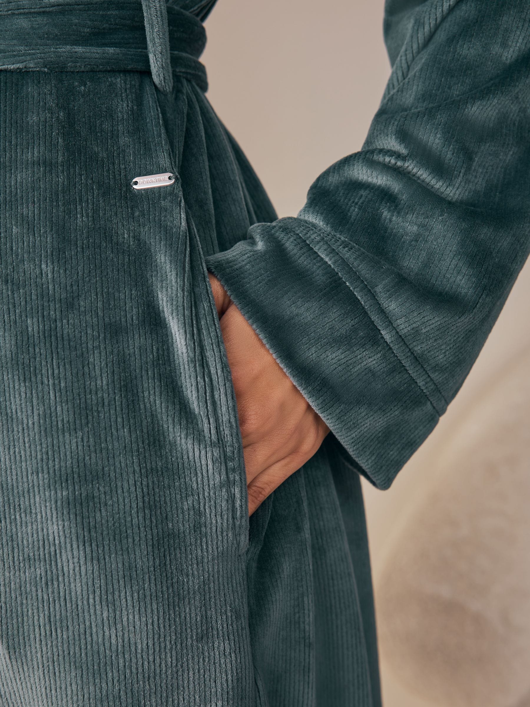 Blauw - Studio Cosy Ribbed Dressing Gown