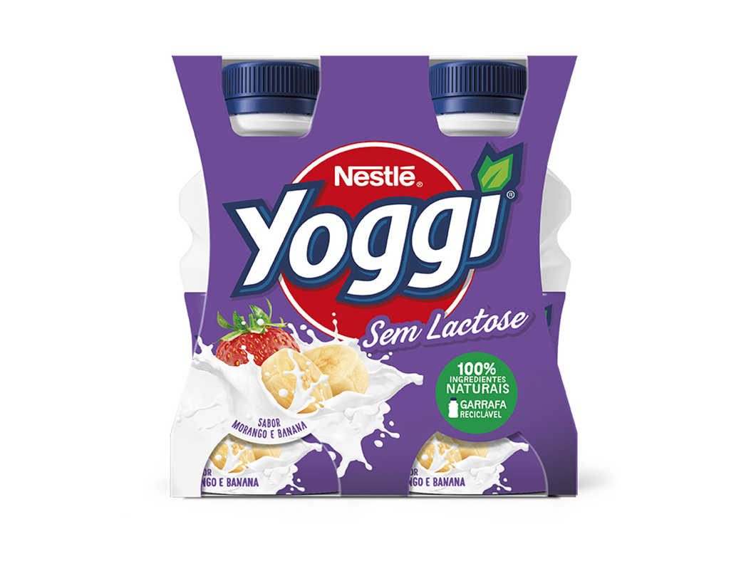 IOGURTE YOGGI LÍQUIDO SEM LACTOSE MORANGO-BANANA 4X160G
