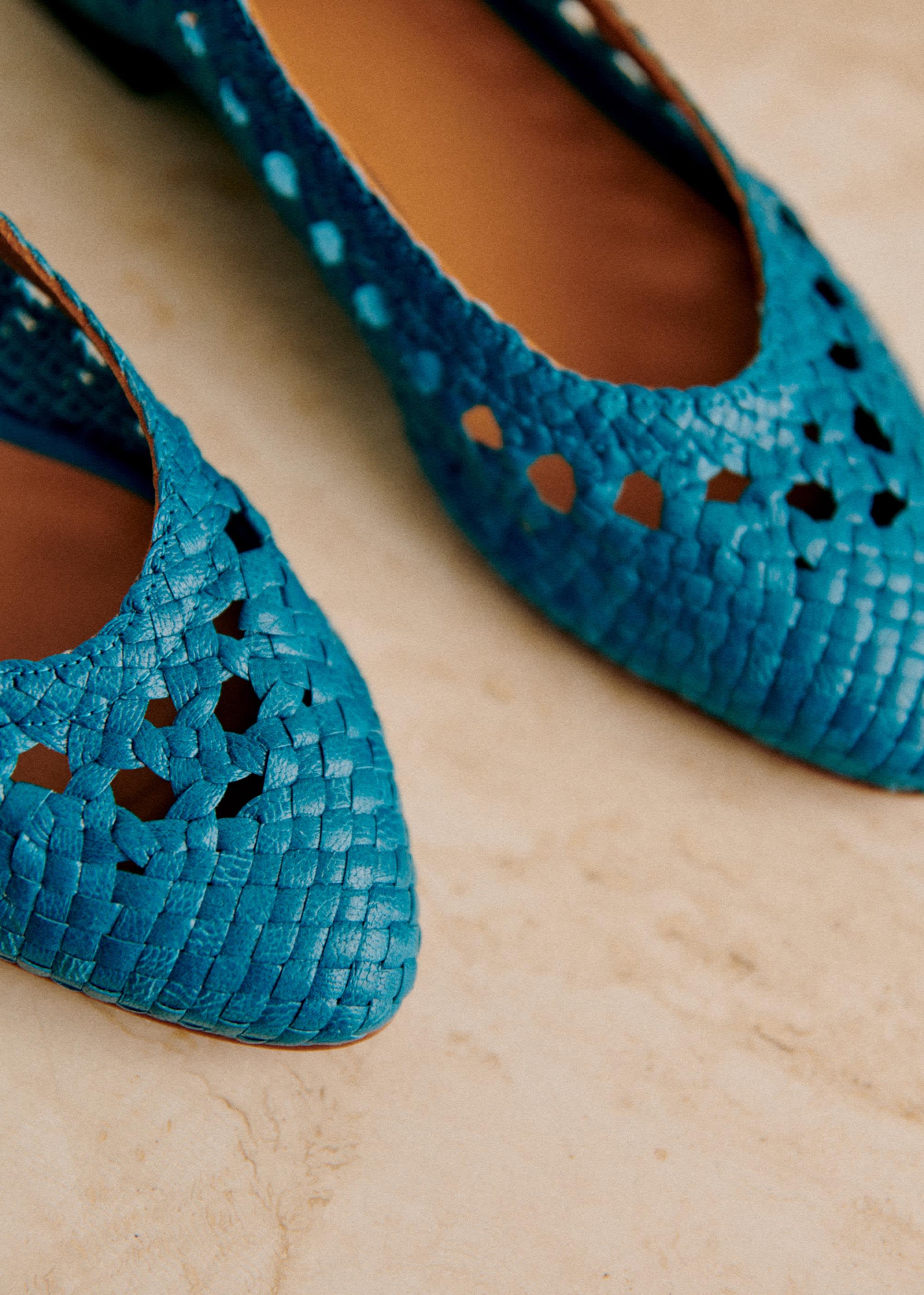 Ballerines Low Anya - Bleu turquoise lisse tressé - SOULIERS/SOULIERS Babies 5906248