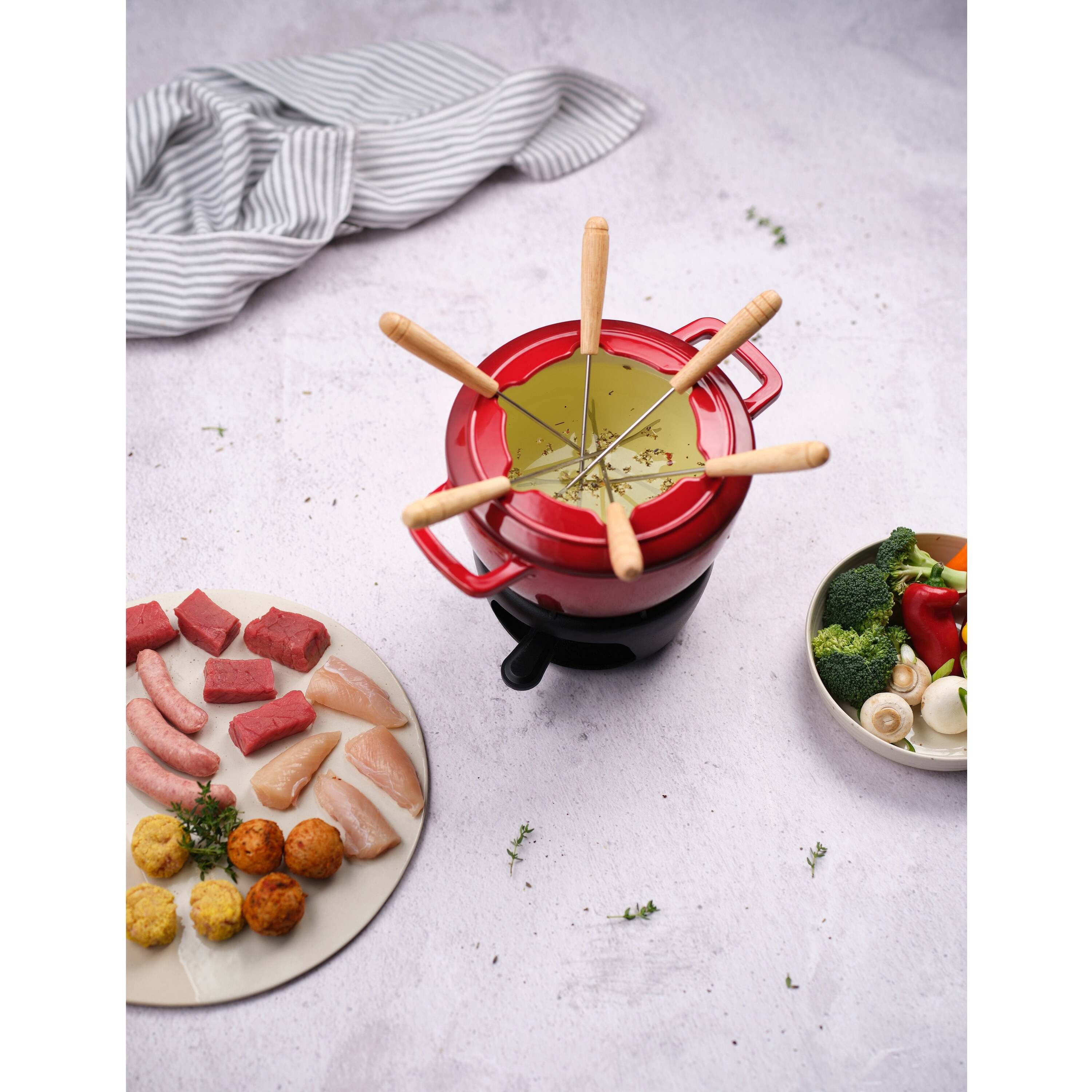 Cosy & Trendy Fondueset Fontestic Gietijzer Traditional Red - Ã 18 cm