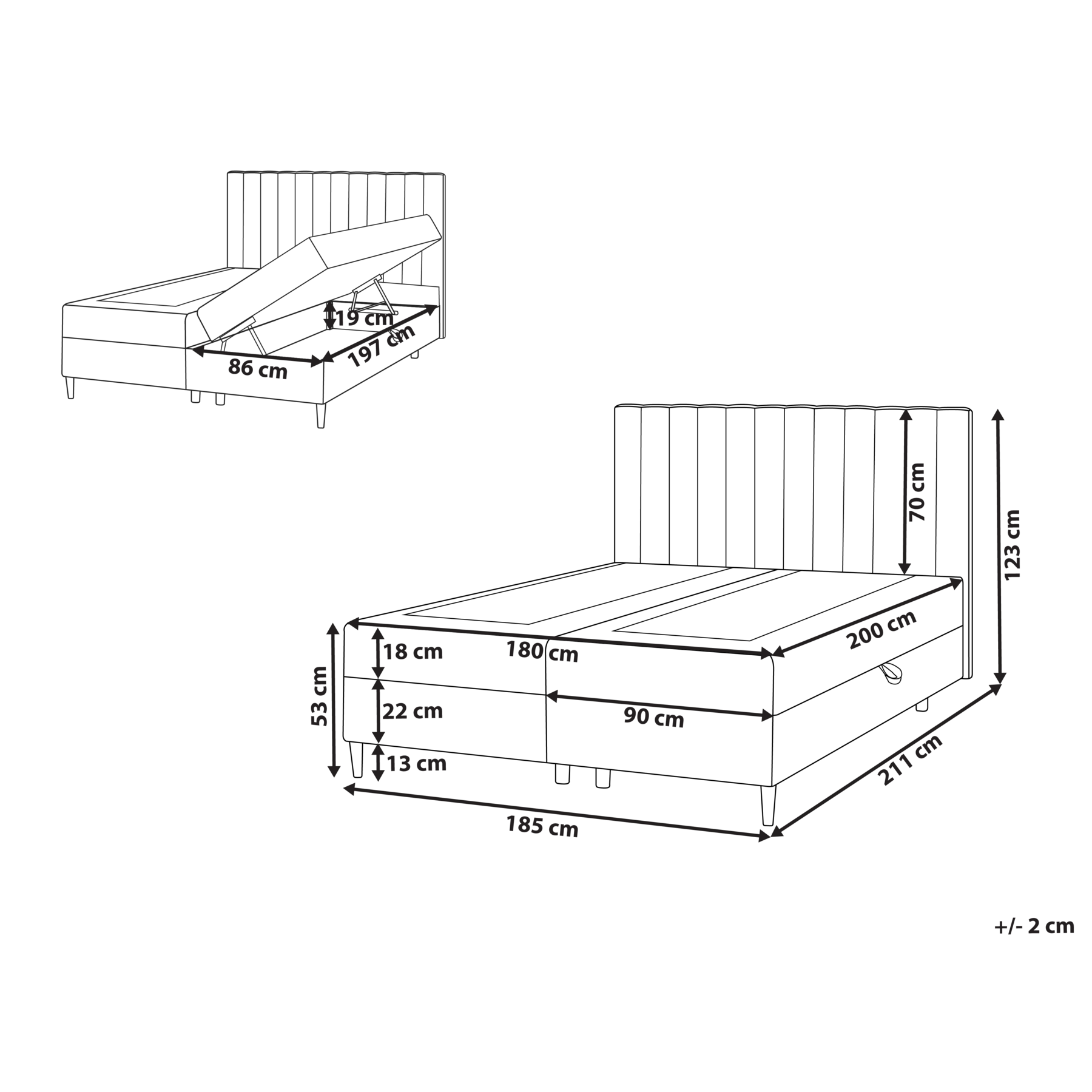 Beliani - OFFICER - Boxspringbed - Taupe - 180 x 200 cm - Polyester