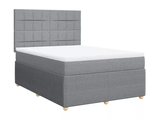 Sommier à lattes de lit avec matelas Gris clair 160x200cm Tissu