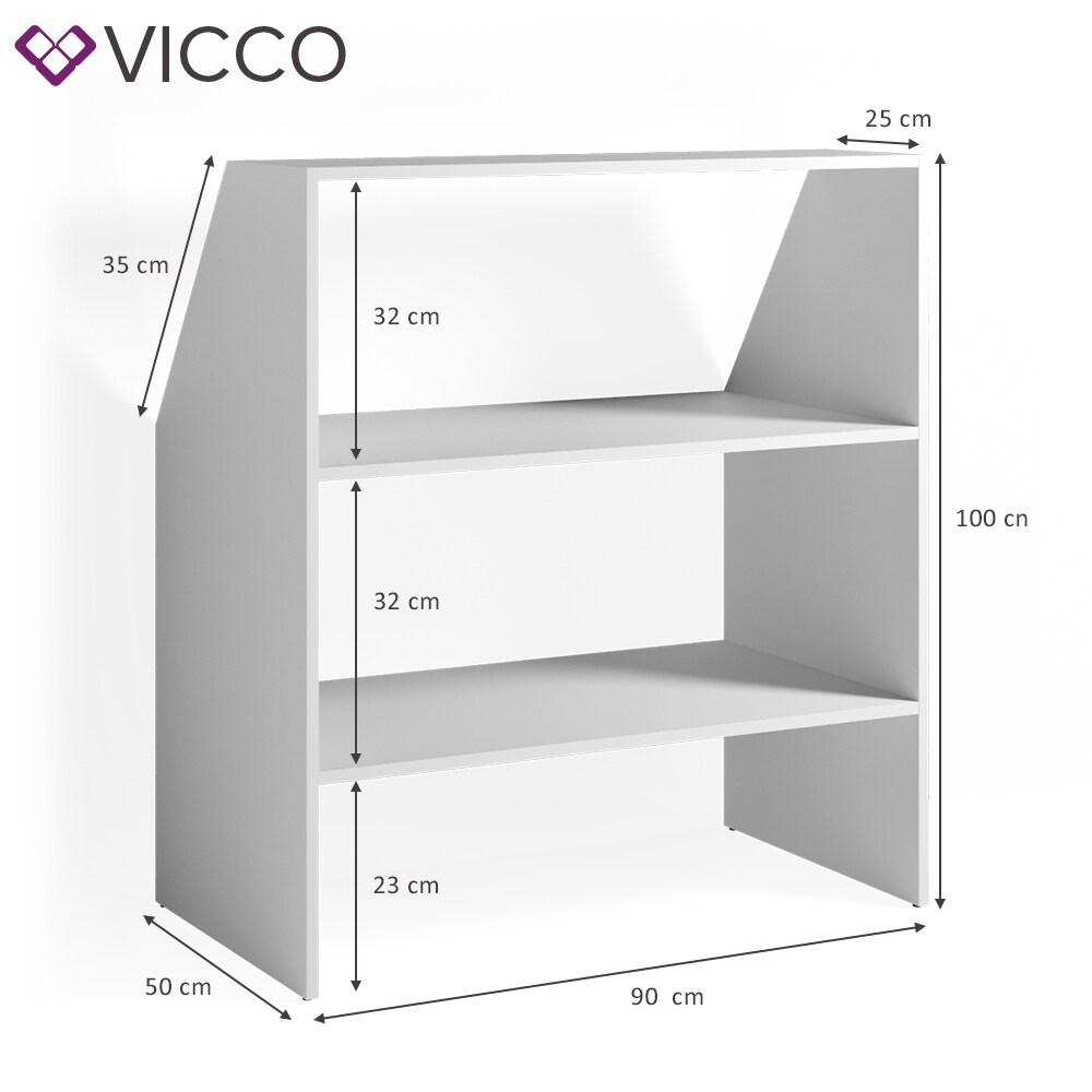 VICCO Dachschrägenregal Bücherregal Wandregal Standregal Regal Dachschräge Weiß