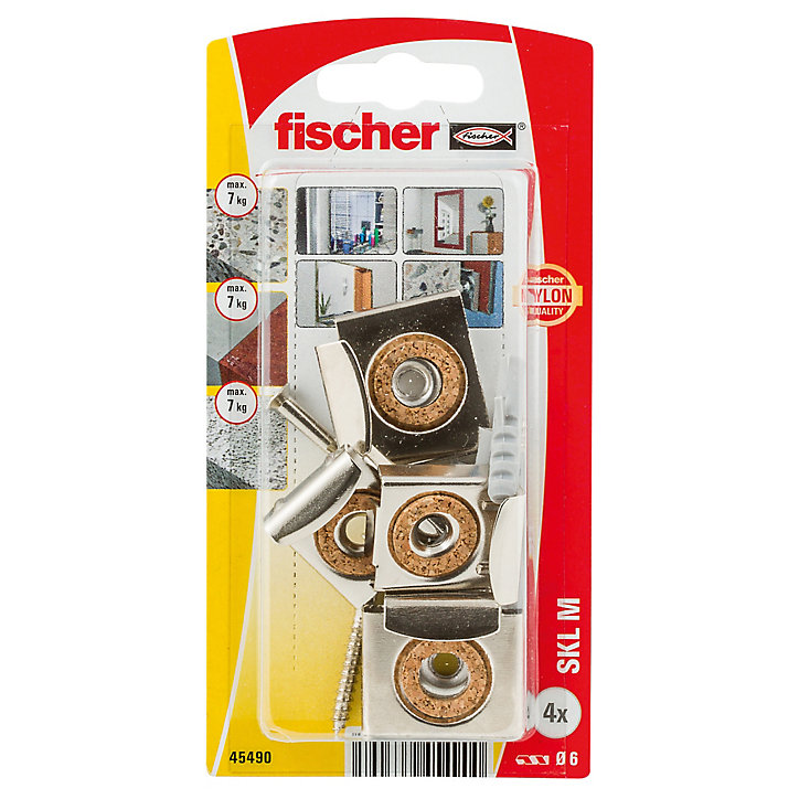 Kit de fixation pour miroir chevilles Duopower Fischer, lot de 4