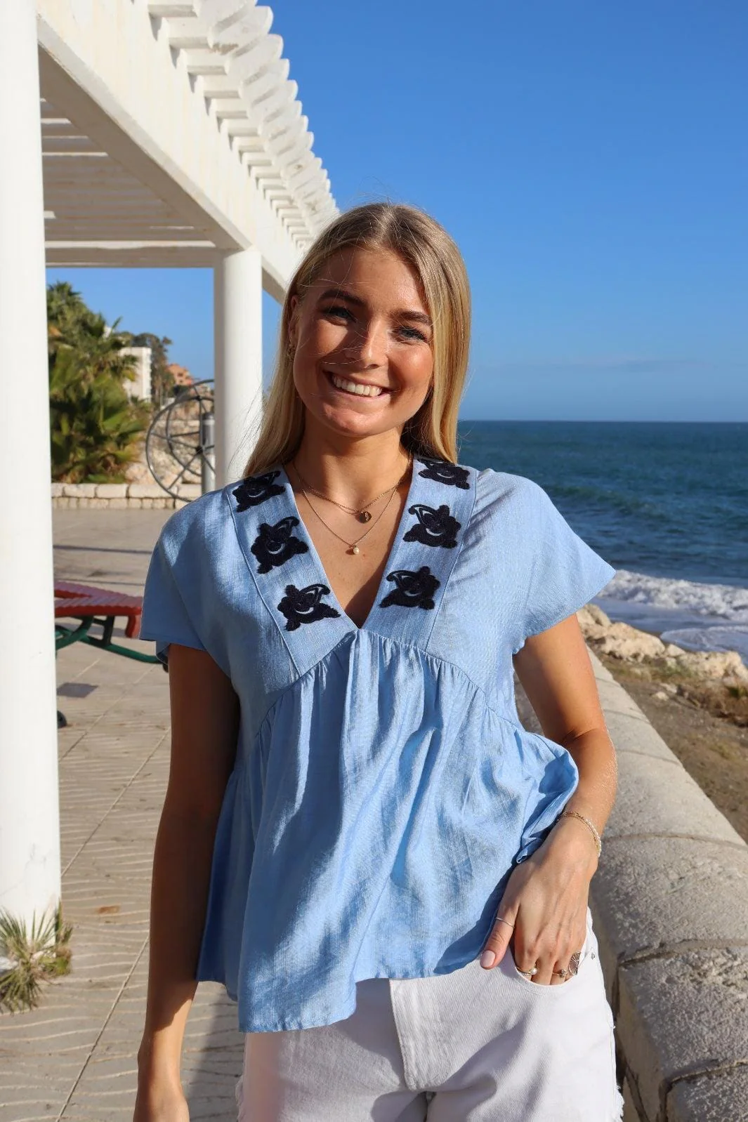 Liberte Roseli-Ss-Blouse dusty blue