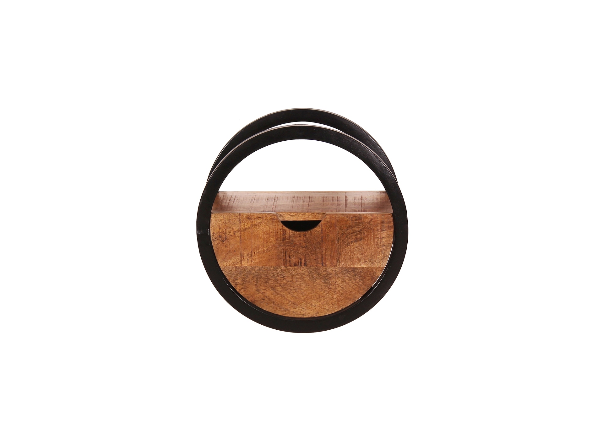 Wandregal 30 x 30 cm Mangoholz Metall natur schwarz