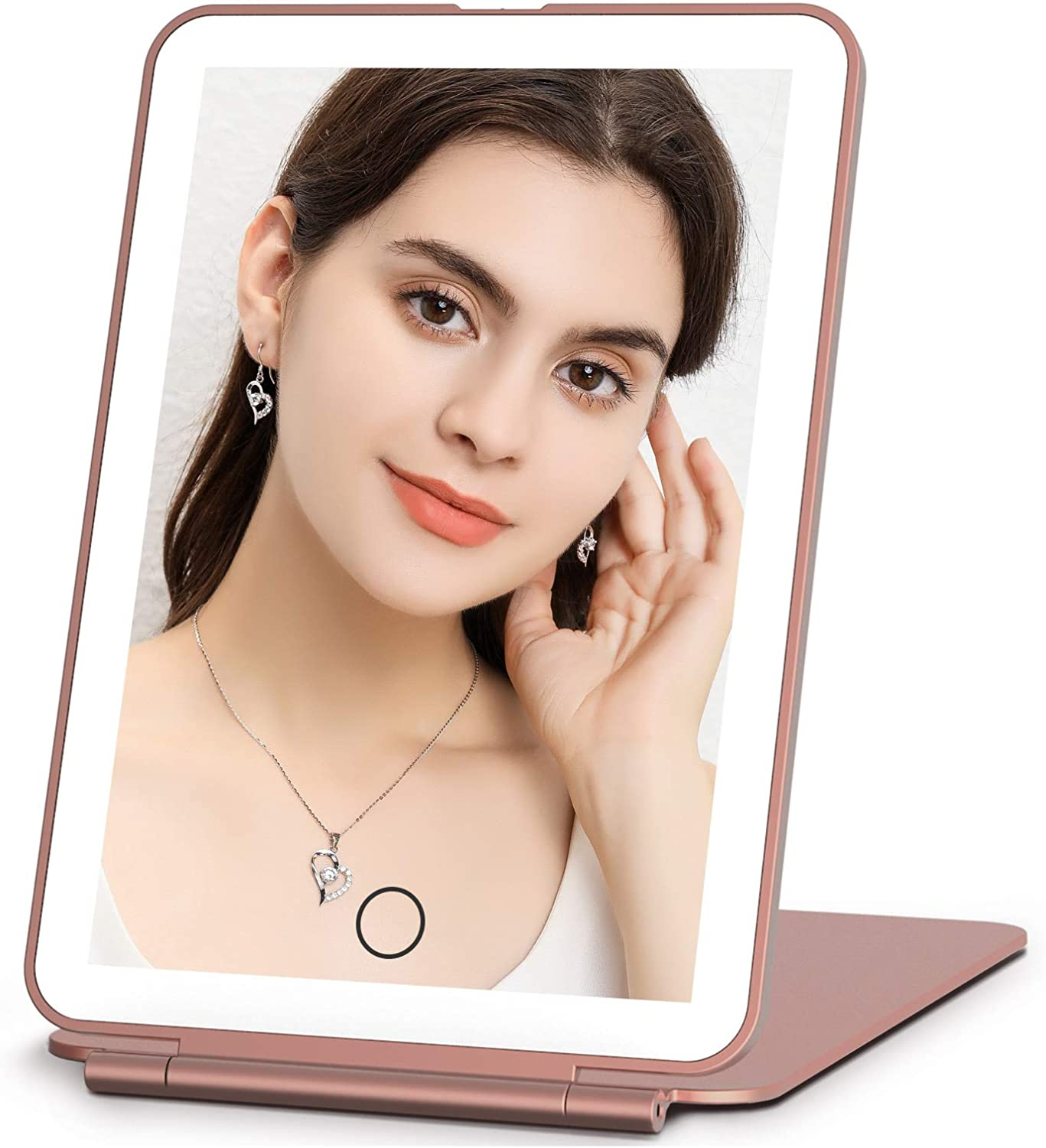 (19x13cm) LED Makeup Schminkspiegel Akku Kosmetik Klapp Spiegel mit Touch-Sensor - Schwarz