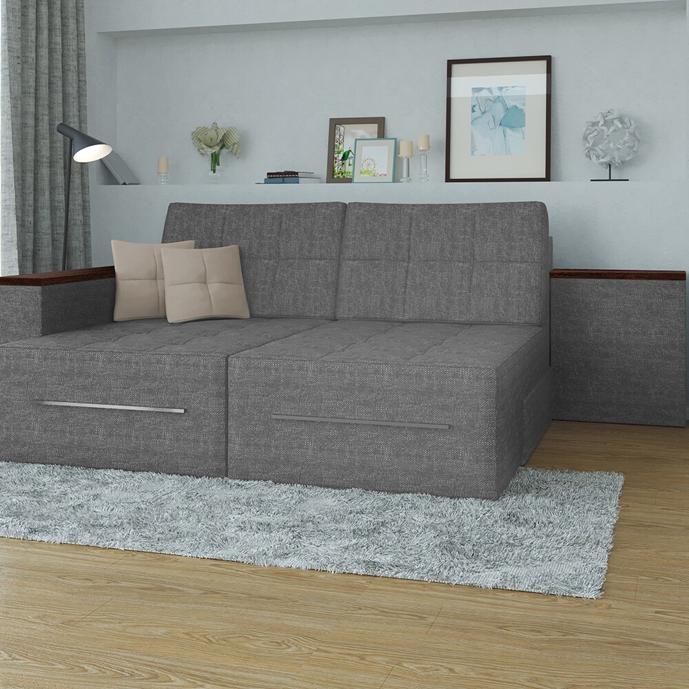 VitaliSpa Ecksofa mit Schlaffunktion 240 x 160 cm Grau - Eckcouch Sofa Couch Schlafsofa Taschenfederkern