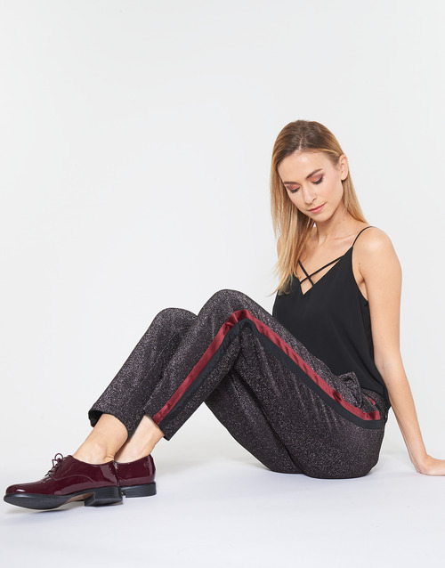 Maison Scotch - TAPERED LUREX PANTS WITH VELVET SIDE PANEL - Gris