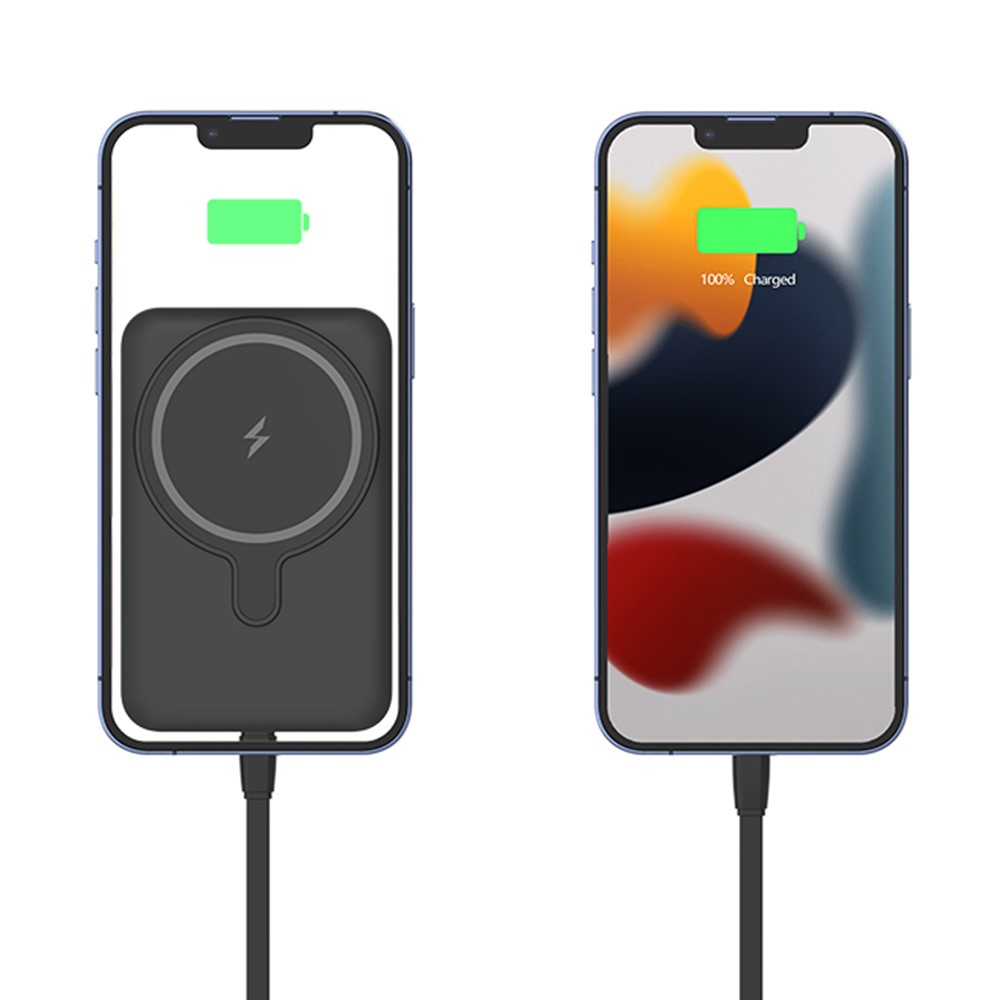 (22W) 5000mAh Magnetisches MagSafe PD Ladegerät USB C Powerbank   Kickstand - Schwarz