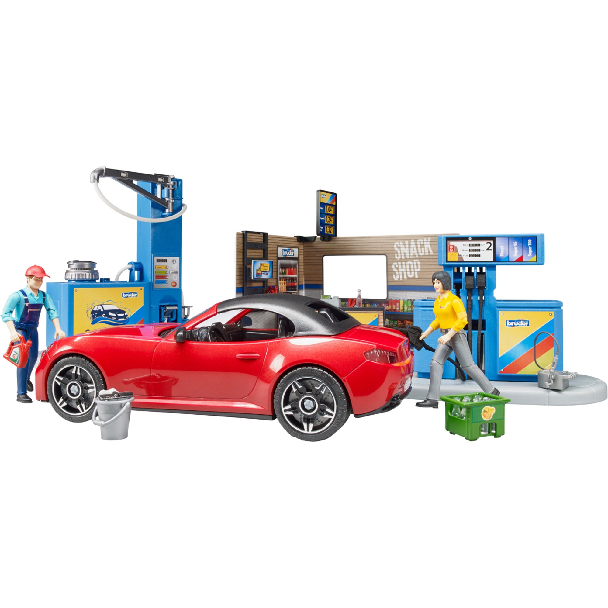 bruder Spielfigur bworld Tankstelle mit Waschplatz