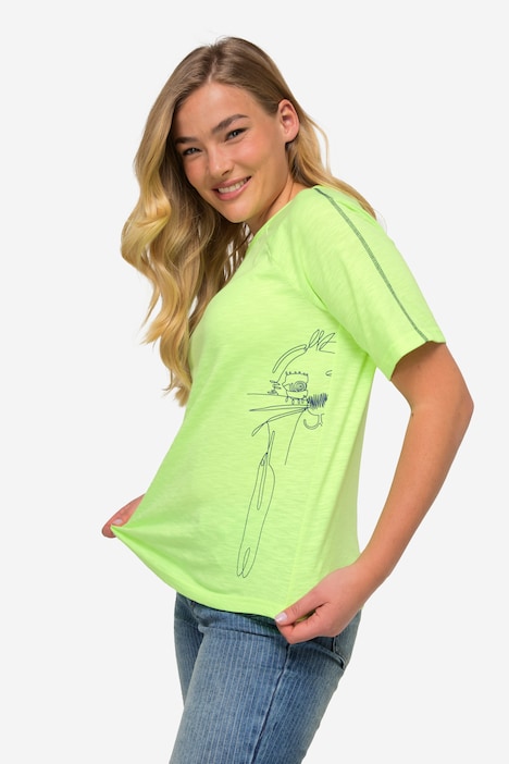 T-Shirt, seitlicher Robben-Print, Rundhals, Halbarm