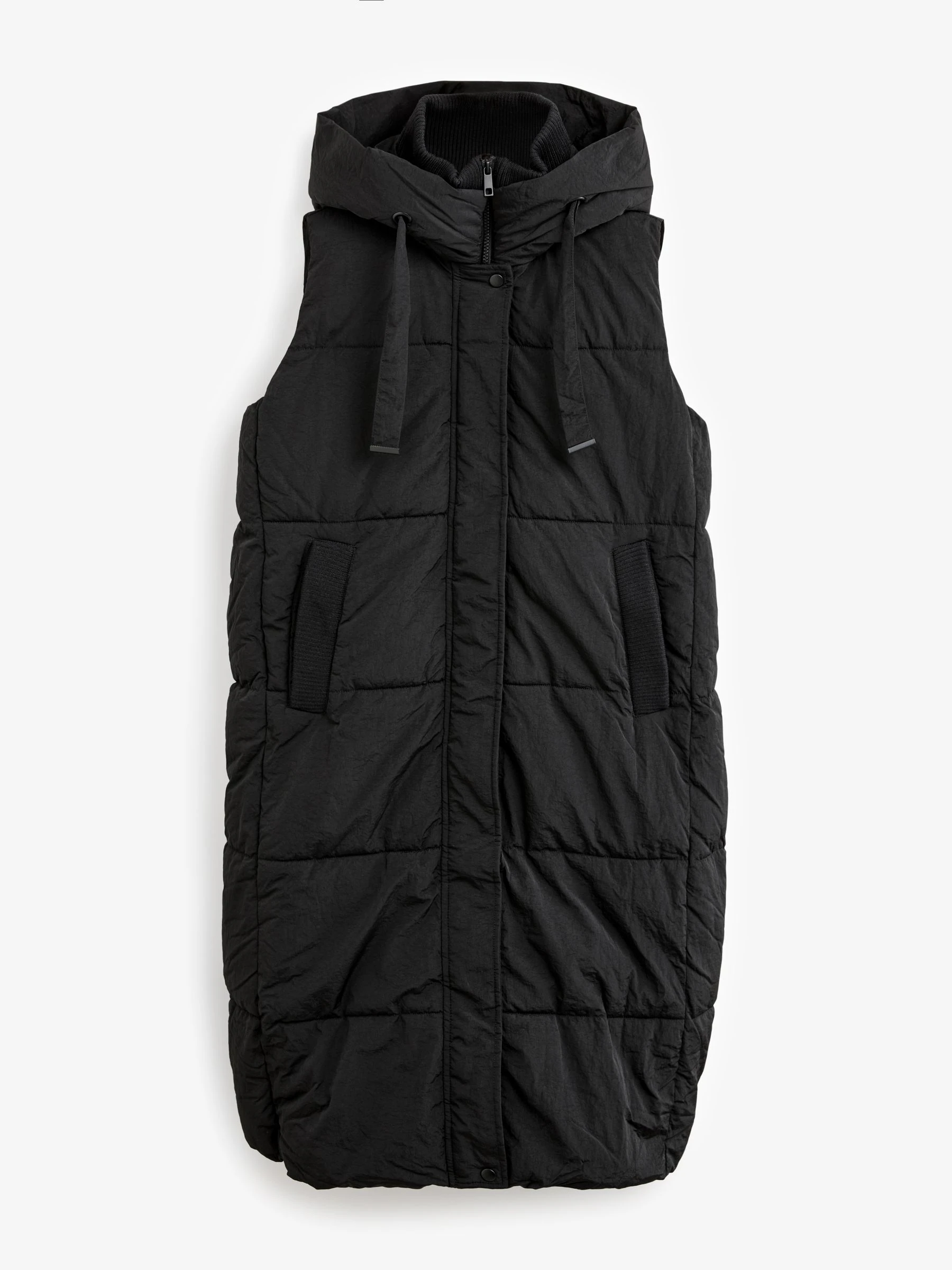 Zwart - Shower Resistant Knit Collar Hooded Padded Gilet