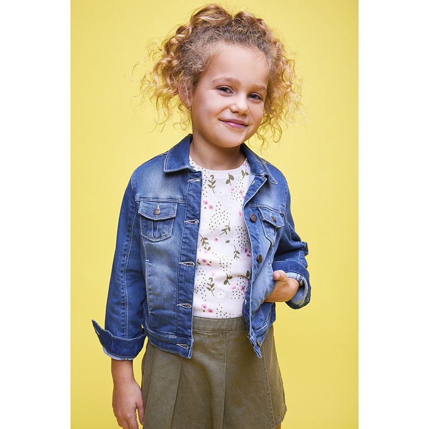 Veste effet jean en molleton avec poches pour fille - Bleu moyen