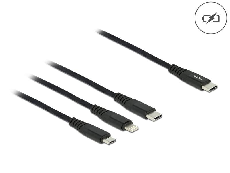 Delock USB-Ladekabel USB C - Lightning/Micro-USB B/USB C 0. Delock USB Ladekabel 3 in 1 USB Type-C zu Lightning / Micro USB / USB Type-C 30 cm