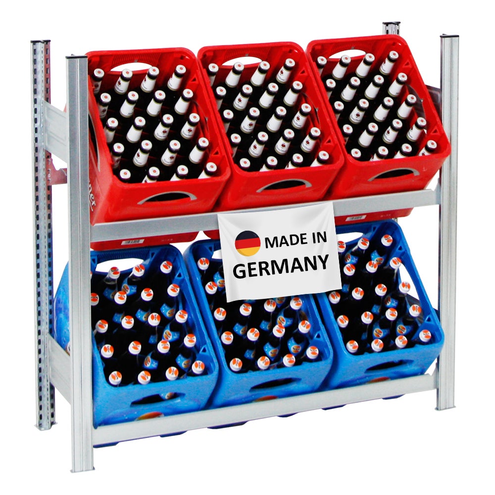 PROREGAL Drankkrattenrek, Chiemsee Model, Gemaakt in Duitsland, HxBxD 100 x 106 x 34 cm, 6 kratten op 2 niveaus, Gegalvaniseerd