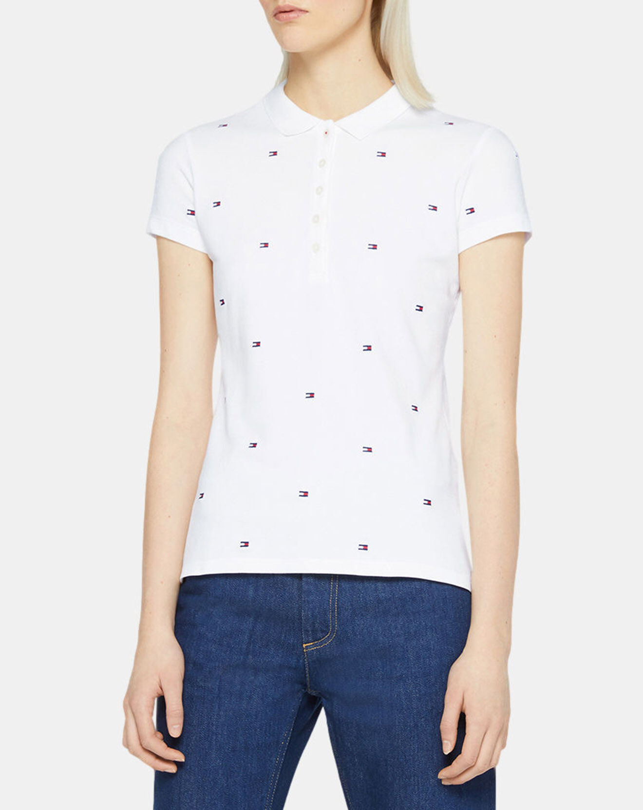Tommy Hilfiger Polo slim fit felicia embroidery  imprimé blanc