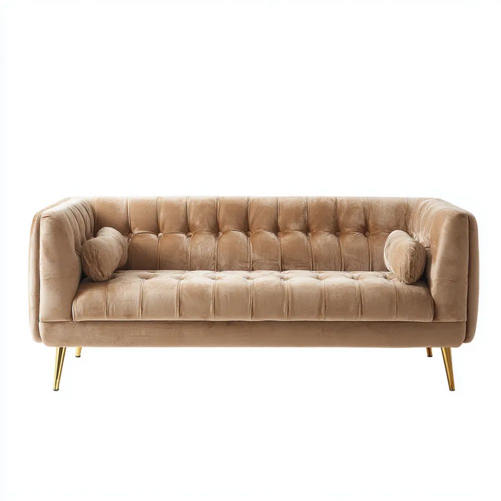 2-Sitzer-Sofa Samt 200x85x75 cm – Beige – Modernes Design