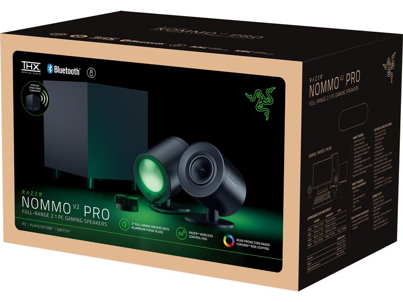 Razer PC-Lautsprecher Nommo V2 Pro 2.1-Lautsprecher-Set mit kabelloser Steuerung