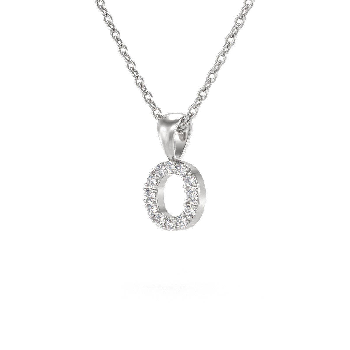 Collier Pendentif ADEN Lettre O Diamant Chaine Argent 925 incluse 0.72grs