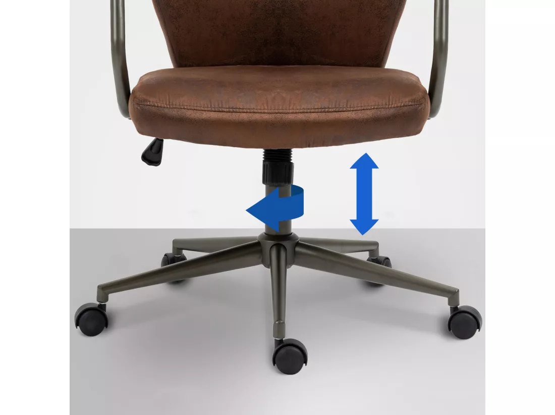 Chaise de bureau - Similicuir & Métal noir mat - Cognac - Pocatello