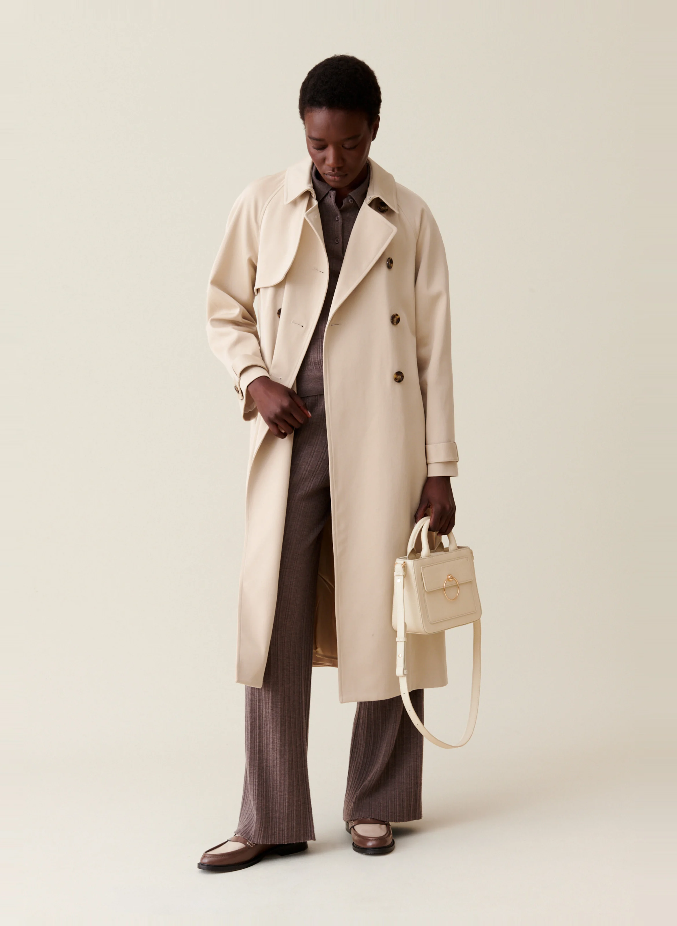 Trench classique 7/8eme en coton | Beige