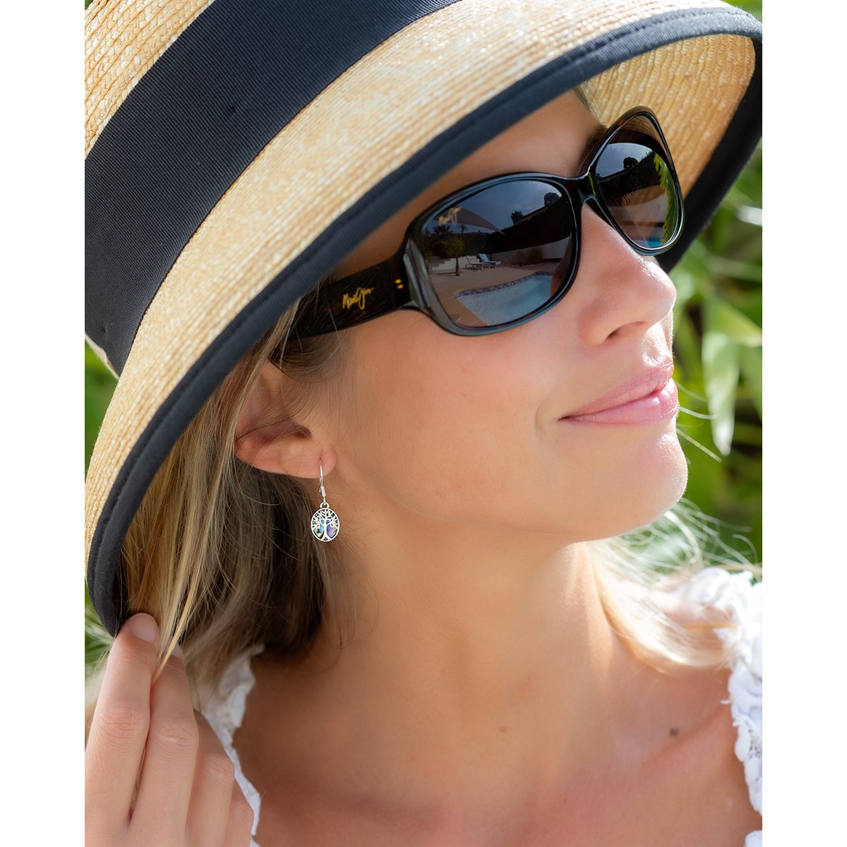 Boucles d'Oreille Arbre de Vie en Nacre Abalone & Argent Massif | Aden