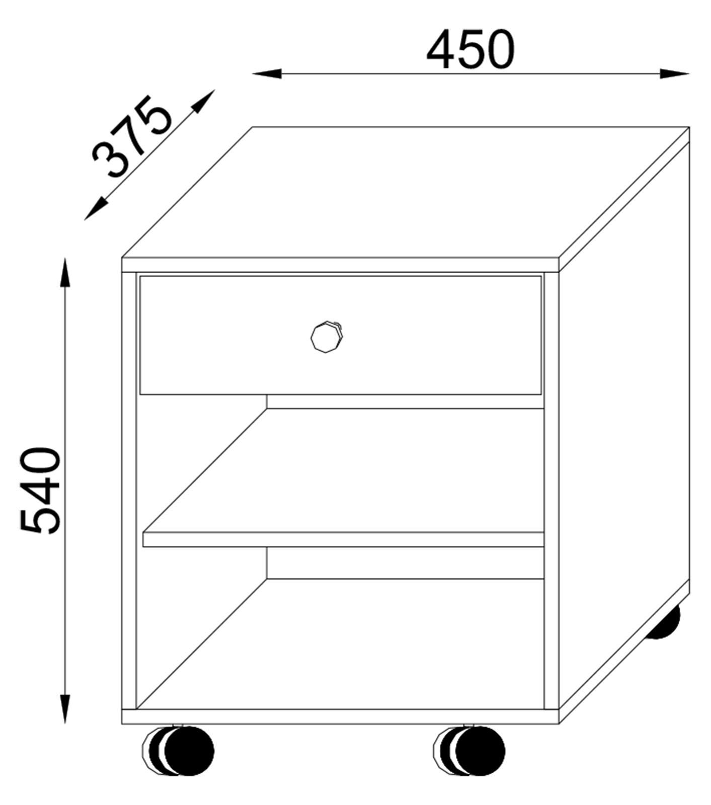 Nachttisch ROLDA - weiß - 45 cm