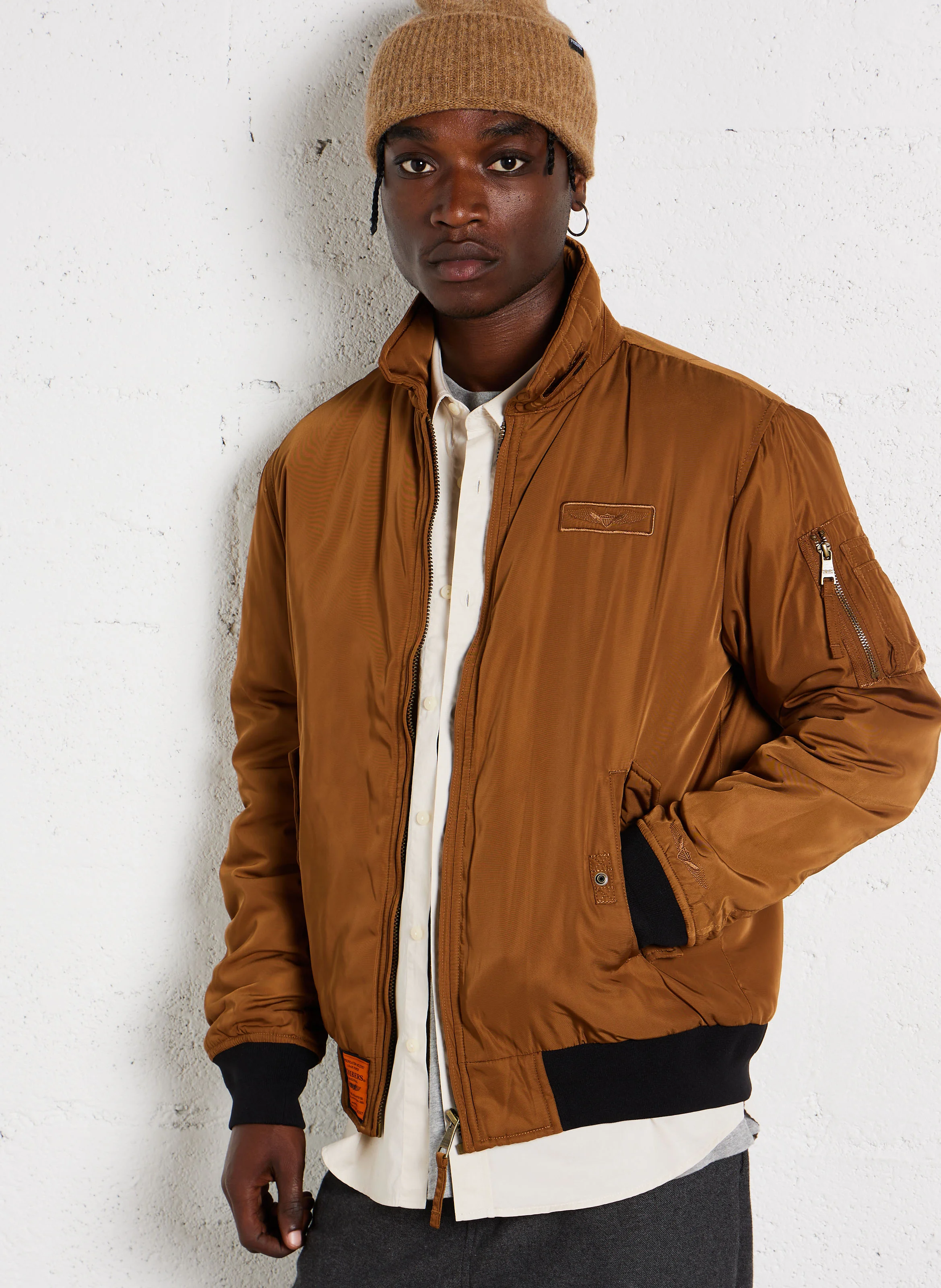 CORNELL - Blouson col à revers droit | Marron