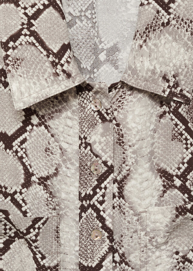 MANGO Snake print shirt dress Brown