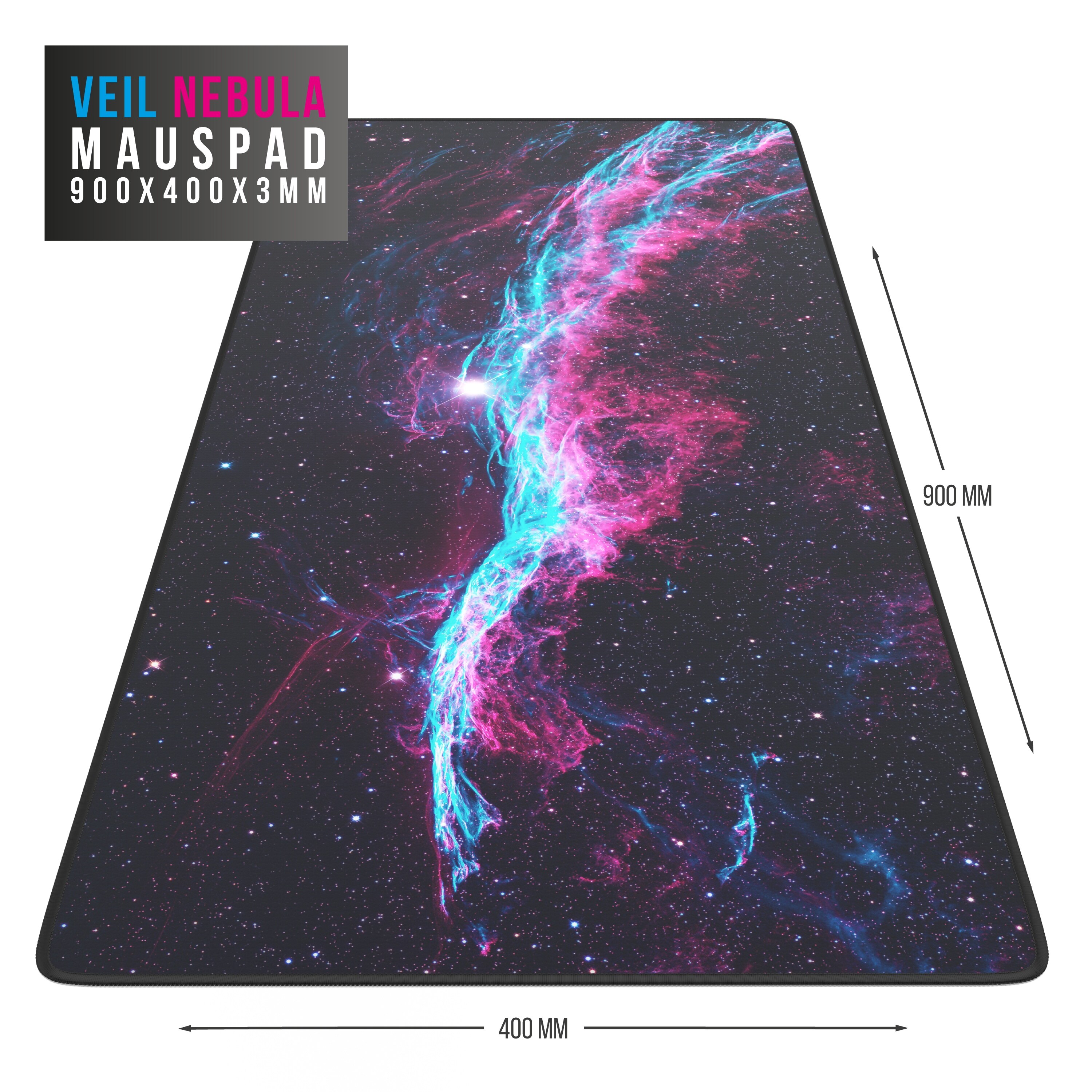 CSL Gaming Mauspad, XXL, Mousepad, 900 x 400 x 3 mm, Tischunterlage, abwaschbar, Galaxie Speed